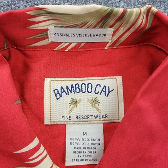 Bamboo Cay Hawaiian Shirt Mens Large Red Button Up Short‎ Sleeve Beach Tropical - Picture 7 of 8